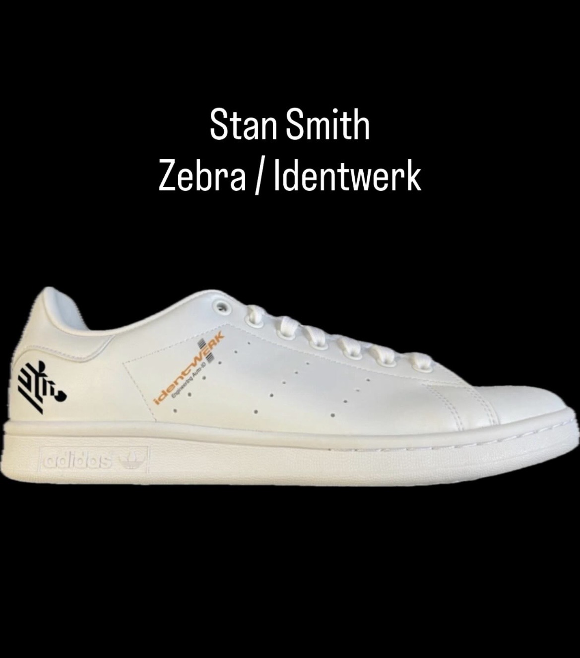 Del Pepe Stan Smith Zebra Identwerk – custom bedruckter weißer Sneaker mit schwarzem Zebra-Motiv