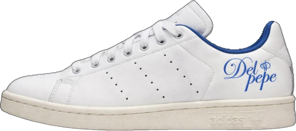 Stan Smith Del Pepe Edition – freigestellter custom Sneaker mit Del Pepe Logo in Blau